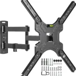 Full Motion TV Wall Mount for 26-55 Inch TVs, Tilt Swivel Articulating Bracket, Single Stud Design Fits Flat/Curved TVs