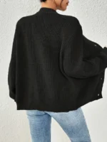 Ladies Elegant Knitted Cardigan Spring Autumn Solid Color Sweater Classy Open Front Warm Top for Women