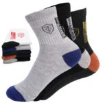 5/10 pairs Breathable Men's Basketball Crew Socks for Spring and Fall Sweat Absorption Deodorant Sports Stockings - Image 2