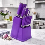 13Pcs Professional Kitchen Knife Block Set with 6 Steak Knives, High Carbon Stainless Steel Knives with Black Non-Stick Coating, - Image 13