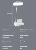 （Gift: Fan and pen holder）–3 Modes Touch Dimming USB Dimming Clip Table Lamp Student Dormitory Learning Study Table Light
