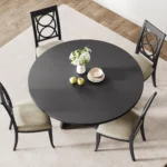 47-Inch Round Dining Table Large Wooden Kitchen Table For 4 to 6, Farmhouse Dinner Table For Home Dining Room or Living Room