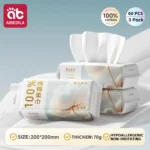 Newborn Baby Cotton Dry Wipes Unscented Hypoallergenic 3-In-1 Clean Care Protect Thick Sensitive Skin Facial Towels for Infants