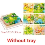 3D Cube Wooden Puzzle Children's Nine Pieces Six-sided Wooden Block Tray Children's Montessori Learning Educational Puzzle Toys - Image 8