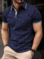 The new men's short-sleeved POLO shirt for summer 2025 is casual fashionable soft and breathable with 3D pattern printing - Image 4