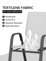 4-Piece Stackable Patio Chairs Set Outdoor Dining Chairs with Textilene Fabric/Metal Frame, for Deck Backyard Garden Poolside