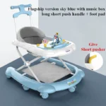 2 in 1 Baby Walker with Music & Light Spinning Toy Dining Tray Safety Brake Floor Mats Push Handle Baby Push Walker Anti-slip - Image 7