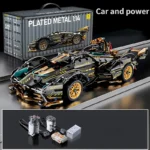 2024 Black V12 Block Roadster RC Tech Racer 1:14DIY Roadster building block assembly Block car toy birthday gift （1000+granule）