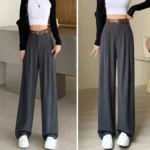 Women Fashion Suit Pants Lady Breathable Baggy High Waist Wide Leg Summer Trousers