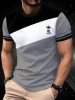 Summer classic men's T-shirt: Outdoor round-neck short-sleeved top with striped print, loose street men's T-shirt with additiona - Image 16