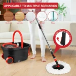 Spin Mop and Bucket Set with Wringer 360° Spinning, 4 Microfiber Mop Heads 61" Adjustable Handle Stainless Steel Floor Cleaner - Image 4