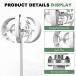 5000W Vertical Wind Turbine 12V 24V 48V Small Windmill Free Energy 220V Household Farm Sent To MPPT Controller - Image 2