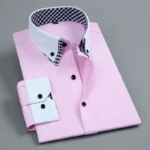 Men's Long Sleeve Dress Shirt Non Iron Double Layer Business Formal Regular Fit Office Camisa Fashion White Blue Social Shirts - Image 3