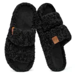 Pallene Furry Cozy Women's Home Slippers Slip On Slides Open Toe Rubber Insole House Slides Fuzzy Warm Bedroom - Image 9