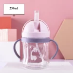 1/2pcs 250ml Pink Baby Drinking Cup Feeding Bottle With Straw Gravity Ball Wide Caliber Drinking Milk Water Bottle With Handle - Image 7