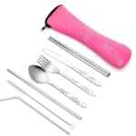 3Pcs/4Pcs/7Pcs Set Dinnerware Portable Printed Knifes Fork Spoon Stainless Steel Family Camping Steak Cutlery Tableware with Bag - Image 11
