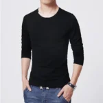 Men’s T-Shirts Long Sleeve Slim Men T-Shirt Young Man Pure Color Tops Tees Shirt O-Neck For Male Boys Tshirt