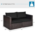 2 Seat Outdoor Wicker Loveseat Sofa Set, Modular PE Rattan 2 Pieces Outdoor Wicker Corner Sofa, Outside Furniture, Customized - Image 4