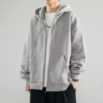 Men Hoodies Cardigan Solid Sweatshirts - Image 8