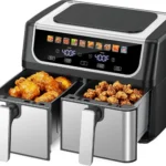 Dual Basket Air Fryer, 9.5 Quart Large Air Fryer with Double Basket, Black