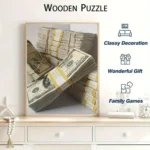 1,000pcs Jigsaw Puzzle – Realistic US Dollar Bills Stack with Golden Serial Numbers, Complex Money Puzzle for Adults – Challen