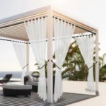 1PC, Outdoor Sheer Volie Curtain With Tab Top Transparent Polyester Fiber	 Waterproof Outdoor Curtain For Porch, Pergola, Cabin - Image 6