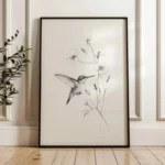 Retro Minimalist Hummingbird Sketch Bird Animal Drawing Illustration Poster Canvas Painting Wall Art Pictures Home Decor - Image 2