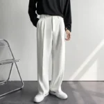 2025 New Men Straight Pants Fashion Korean Loose Suit Trousers Casual Draped Baggy White Wide Pant Male Streetwear - Image 2