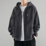 Men Hoodies Cardigan Solid Sweatshirts - Image 7