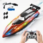 2.4GHz full-scale remote control boat with LED lights, with a battery life of 30 minutes – suitable for swimming pools and lakes