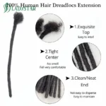 Human Hair Dreadlocks Extensions Brazilian Real Human Hair locks Extensions Handmade Dreadlocks for Women/Men 8-24 Inch - Image 4