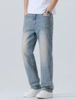 Summer Thin Men’s Printed Jeans Breathable Fashion Business