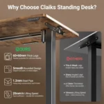 Electric Adjustable Standing Desk, 24×48 Inches Sit Stand Home Office Desk with Splice Board, Black Frame/Rustic Brown Top