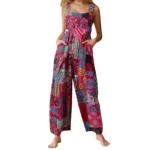 Captivating New Women Summer Overalls, Multicolor Ethnic Style Square Neck Sleeveless Casual Jumpsuit with Pockets for Girls - Image 7