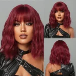 Bob Black Synthetic Wigs Straight Cosplay Short Daily Natural Looking Hair Wig with Bangs Heat Resistant Fiber for Women Afro - Image 17