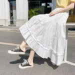 Women Skirt Matching Chic Lady's White Skirt Sweet Girl's Cake Skirt Elastic - Image 2