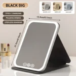 LED Makeup Mirror 3 Colors Light Portable Vanity with Adjustable Brightness USB Charging Foldable for Travel And Home Use - Image 10