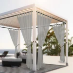 1PC, Outdoor Sheer Volie Curtain With Tab Top Transparent Polyester Fiber	 Waterproof Outdoor Curtain For Porch, Pergola, Cabin - Image 5