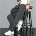 Summer ice silk long pants for men thin loose straight leg trousers quick drying sports and casual pants men’s long pants