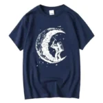 Men's High Quality 100% Cotton Moon Print Casual Summer Cool Short Sleeve Men Tshirt Loose t-shirt Male Tee Shirts Male Tee Tops - Image 5