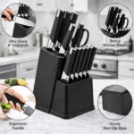 13Pcs Professional Kitchen Knife Block Set with 6 Steak Knives, High Carbon Stainless Steel Knives with Black Non-Stick Coating, - Image 4