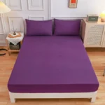 Kuup Polyester 3pcs Solid Color Queen Size Bedding Set - Fitted Sheet & Pillowcases with Elastic Band Mattress Cover - Image 11