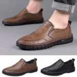Men’s Hand Stitched Genuine Leather Slip On Shoes Business Formal Occasion Wedding Party Footwear Leisure Official Board-Shoes