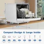 Portable Dish Washer Countertop with Faucet & Manual 5L Water Tank Modes Water Inlet Compact with More Space Inside 6 Programs - Image 2