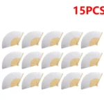 50/1pcs DIY Paper Bamboo Folding FanAdults Kid Hand Fans Calligraphy Painting Practice Blank White Fan for Wedding Room Decor - Image 9
