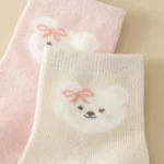 5 Pairs Baby Girl Ankle Socks with Cute Bear Pattern, Comfortable and Breathable for All Seasons - Image 4