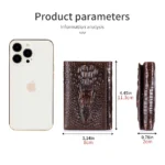100%Leather men's wallet, leather short multi card bag, leather men's wallet, crocodile patterned wallet - Image 5