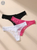 Awesomea 3Pcs Women’s Lace Bow Underwear – Soft Comfortable Low Waist Panties – Breathable Stretchy Seamless Lightweight Briefs - Image 5