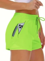Women's athletic shorts, running, yoga, two-piece design, anti-exposure shorts, fitness, elastic, slimming leggings - Image 12