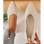 New 2024 Pointed Toe Flat Office Boat Solid Color Knitted Slip on Shoes Casual Ballet Flats Shoes Women Loafers Zapatos De Mujer - Image 2